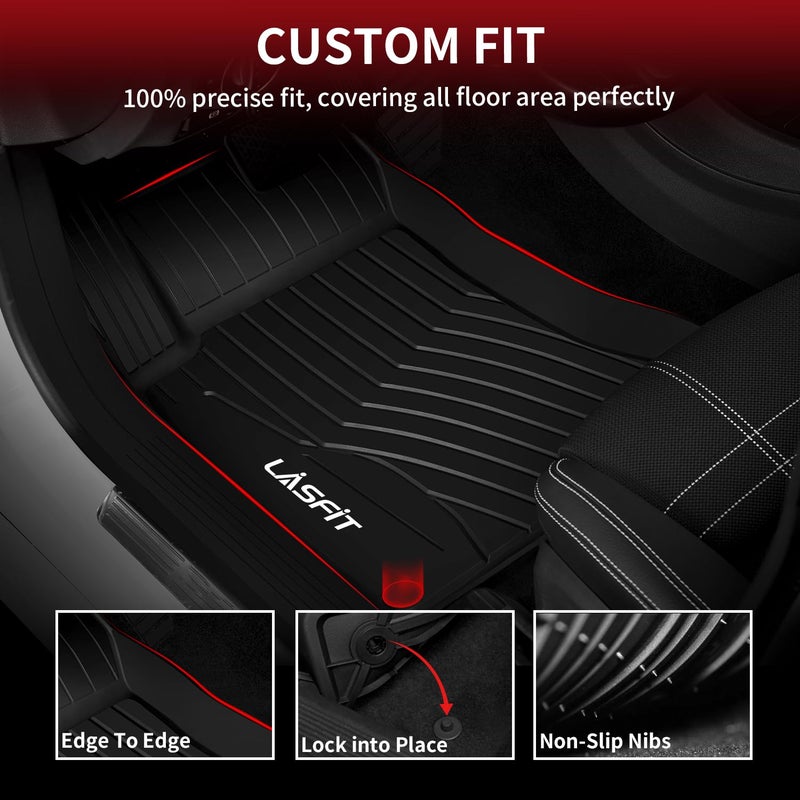 LASFIT Floor Mats for Mercedes Benz CLA 2014-2019 & GLA 2015-2020 250/45 AMG, All Weather TPE Custom Fit Car Mats for Mercedes CLA & GLA Floor Liners, 1st & 2nd Row Set, Black - Image 3